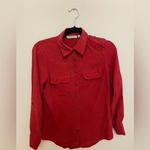 Velvet Red Button-Down